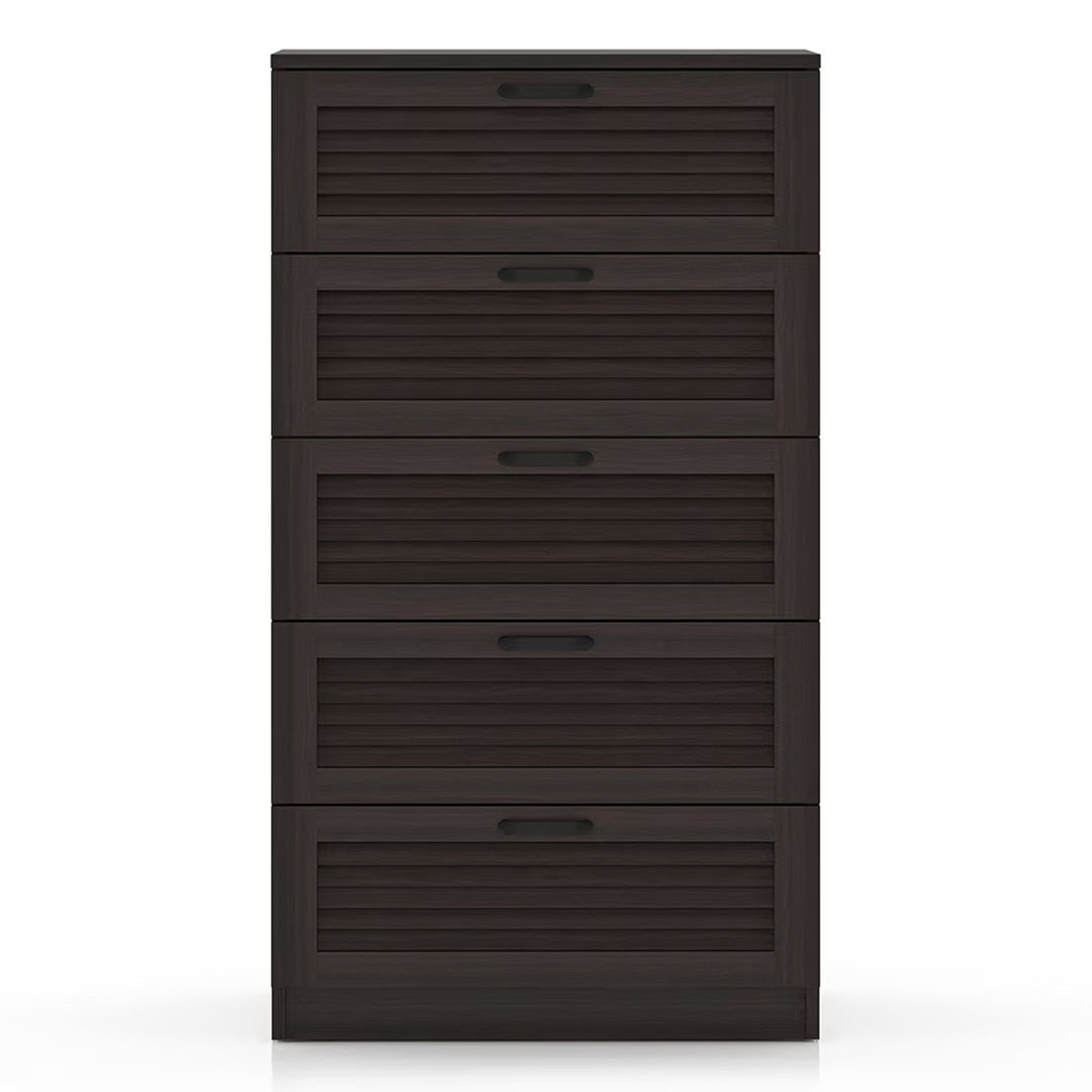Bennis Engineered Wood Chest of 5 Drawers in Dark Walnut Finish