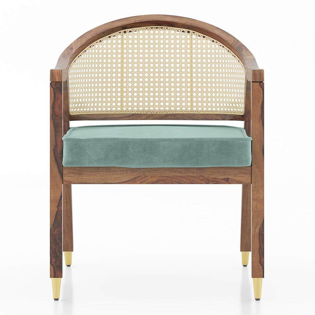 Hayworth Lounge Chair in Teak Finish and Dusty Turquoise Velvet Colour