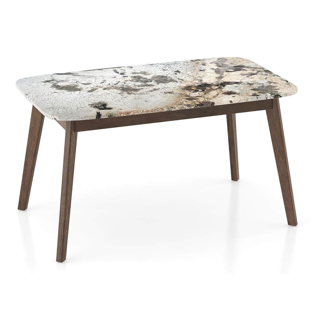 Lunar Alaska Exotic Stone 6 Seater Dining Table with Atlas Dining chair Set