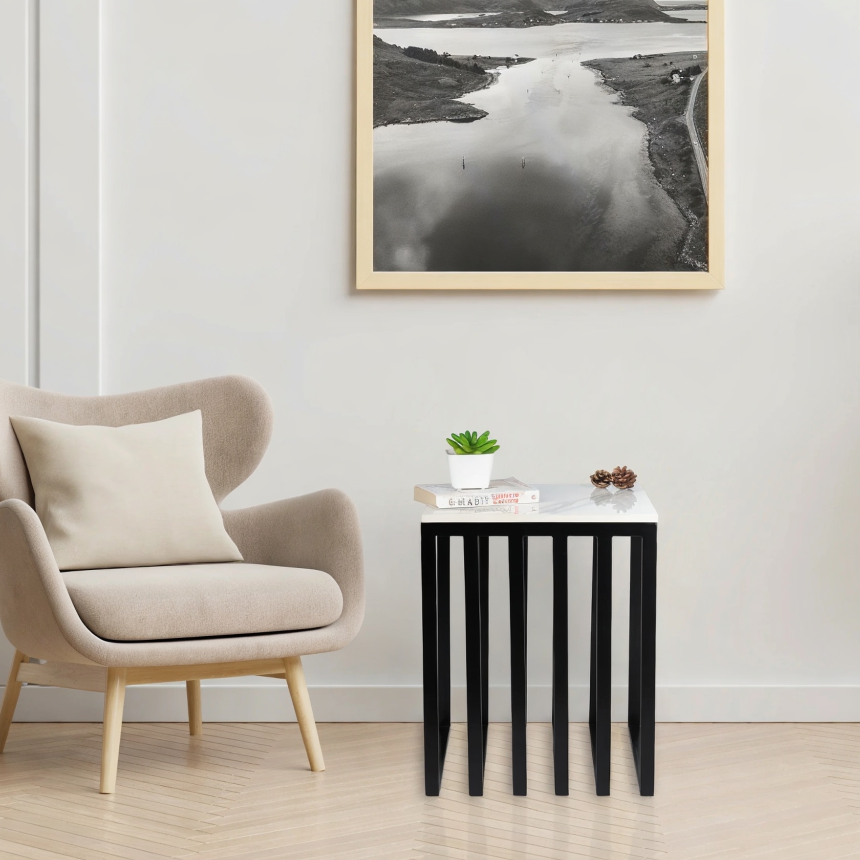 Black Metallic Cube Side Table - Handicrafts Town