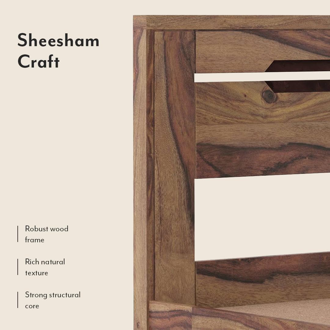 Amal Solid Wood Queen Size Bed In Teak Finish