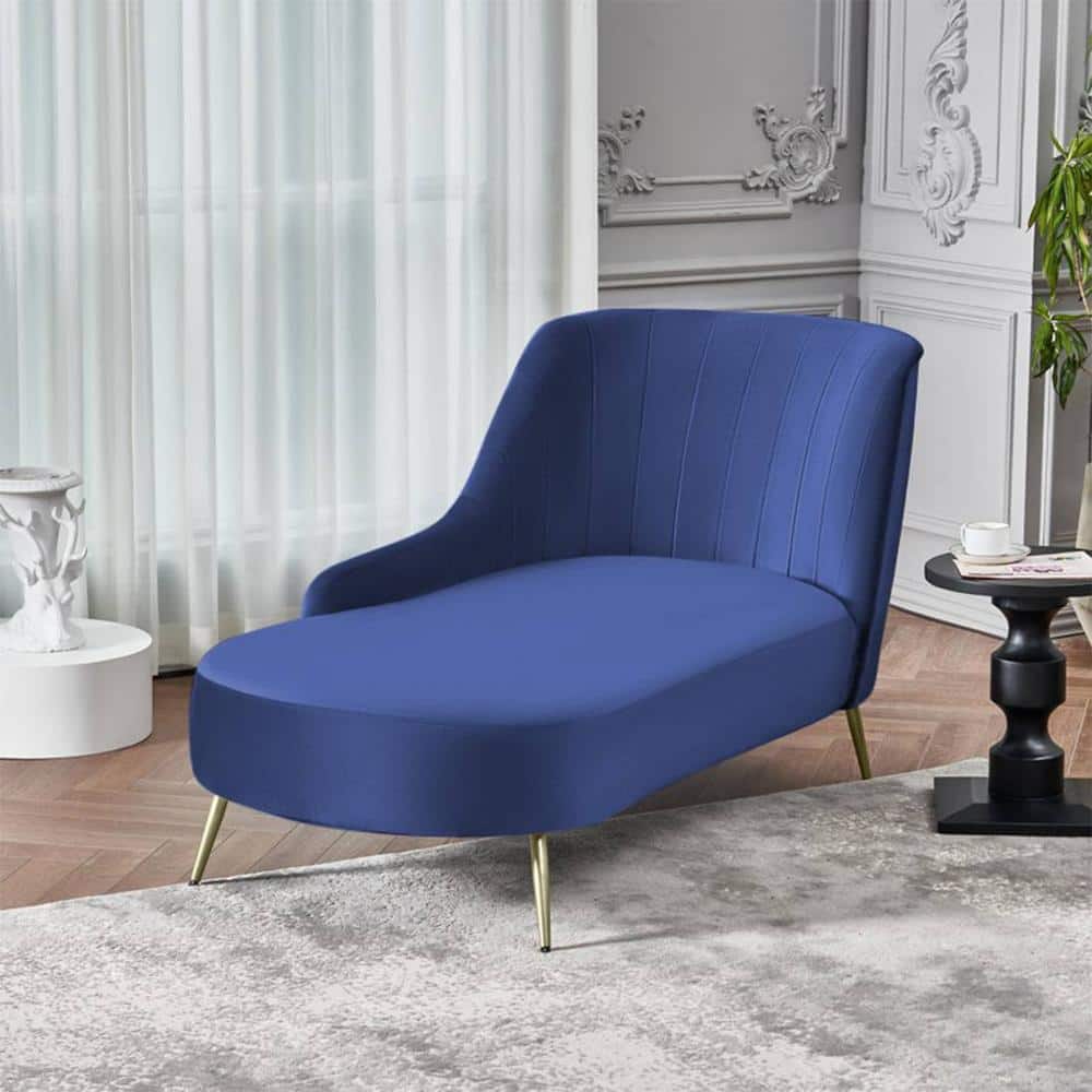 Henz Velvet Chaise Lounger in Navy Blue Colour - Home Lifestylez