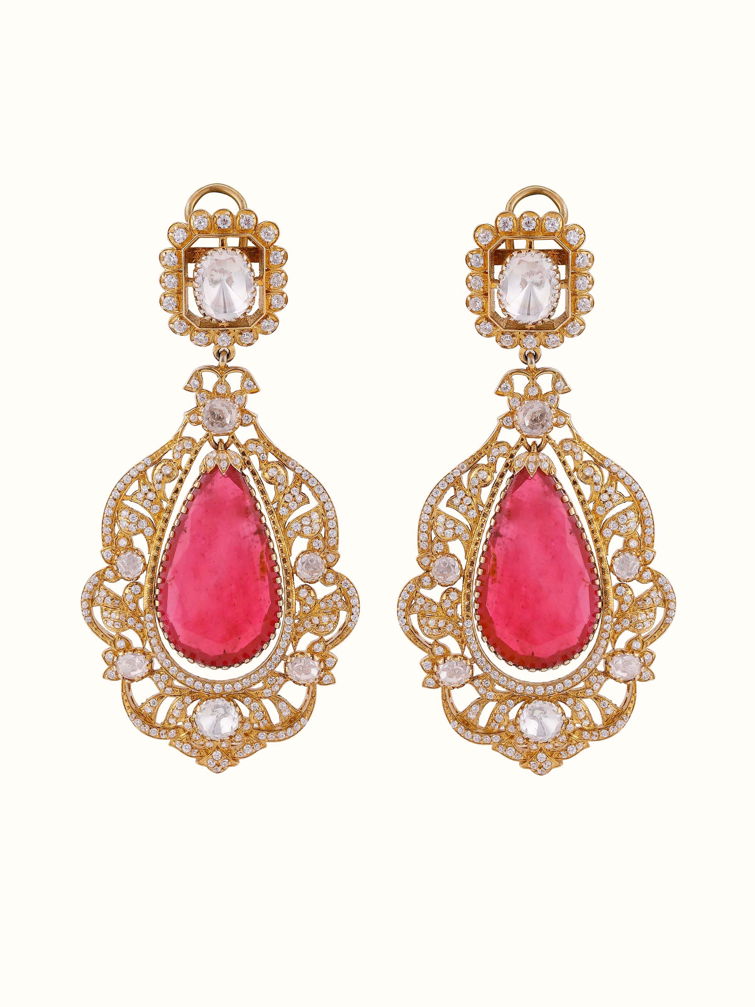 Dank Polki Silver Drop Earrings