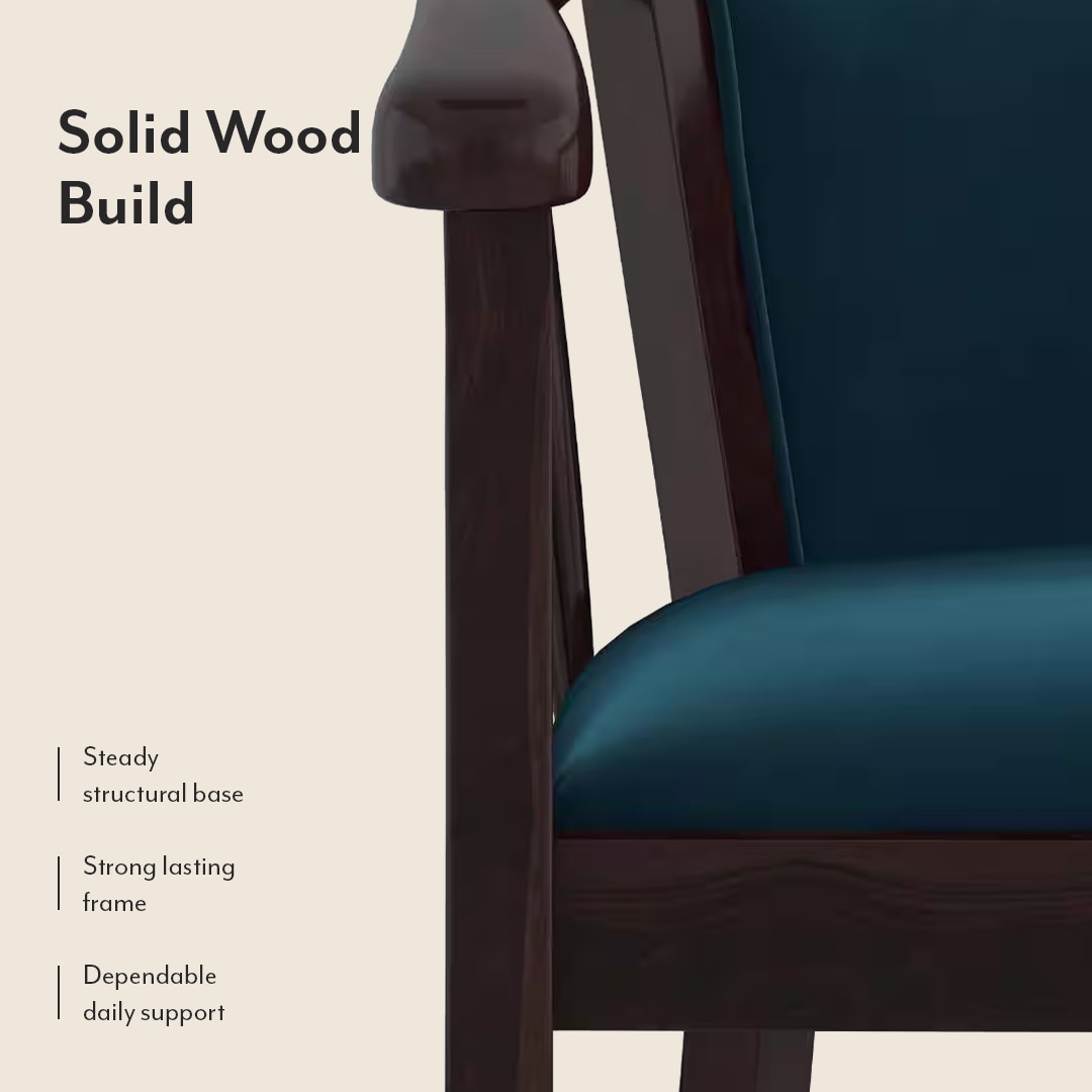 Bella Lounge Chair Finish Mahogany Night Blue Velvet Colour