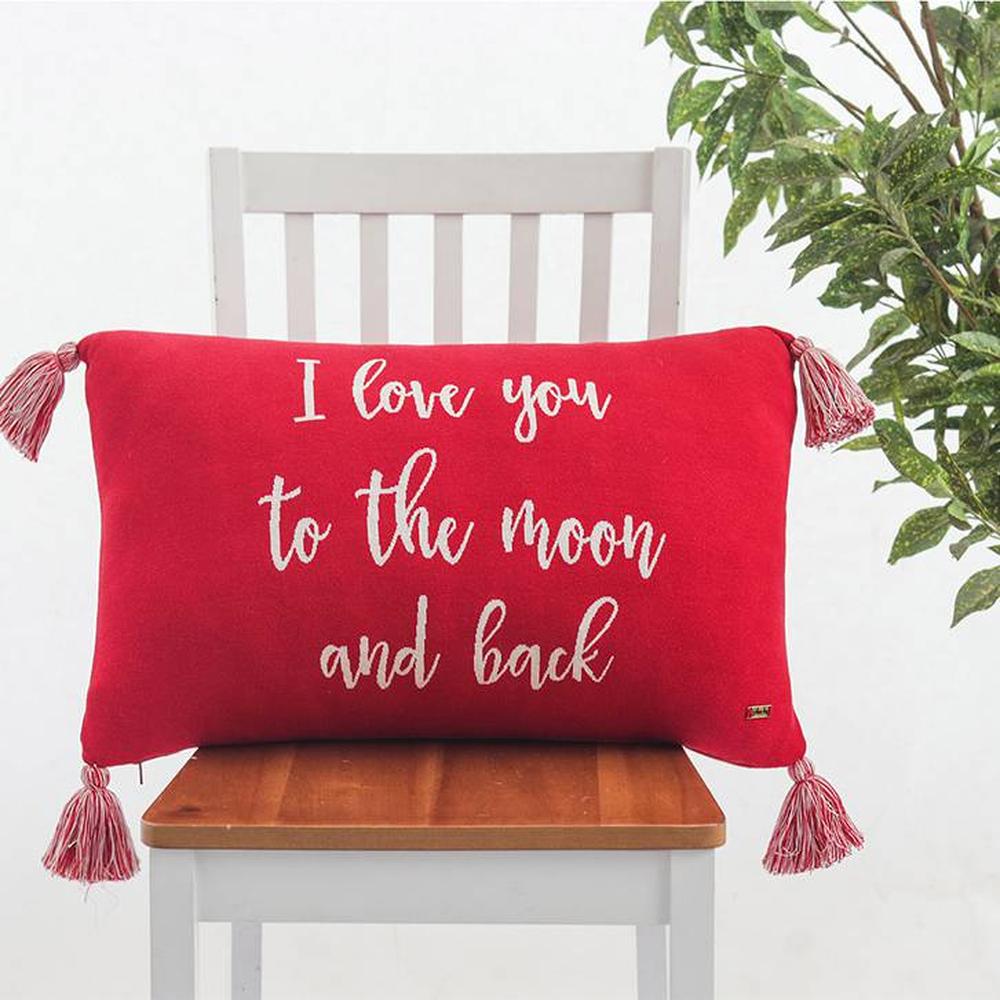 Mishka Red & Natural Cotton Cushion Cover