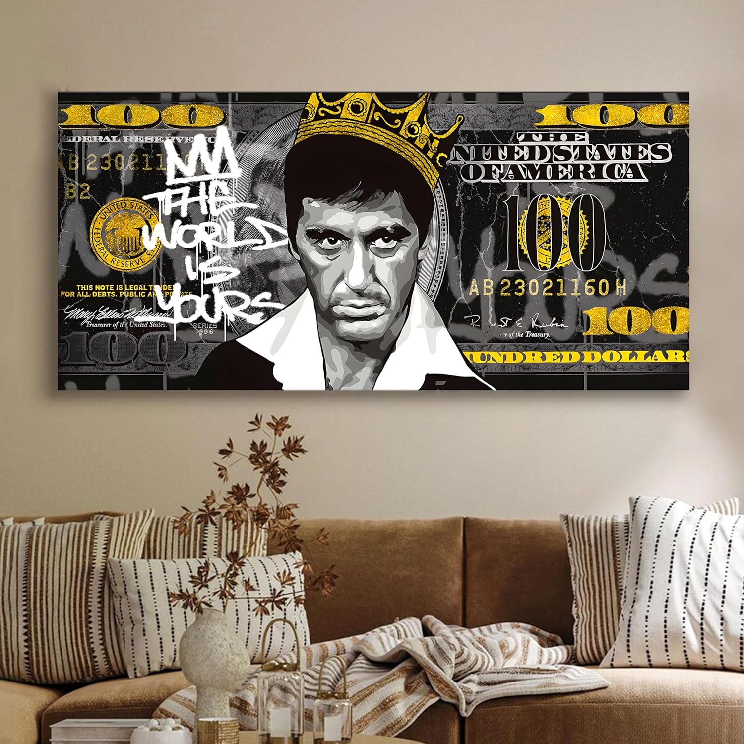 Paintingmantra Crowned Gangster Pop Art Canvas Wall Painting Decor 22x46 Inch - Art Street
