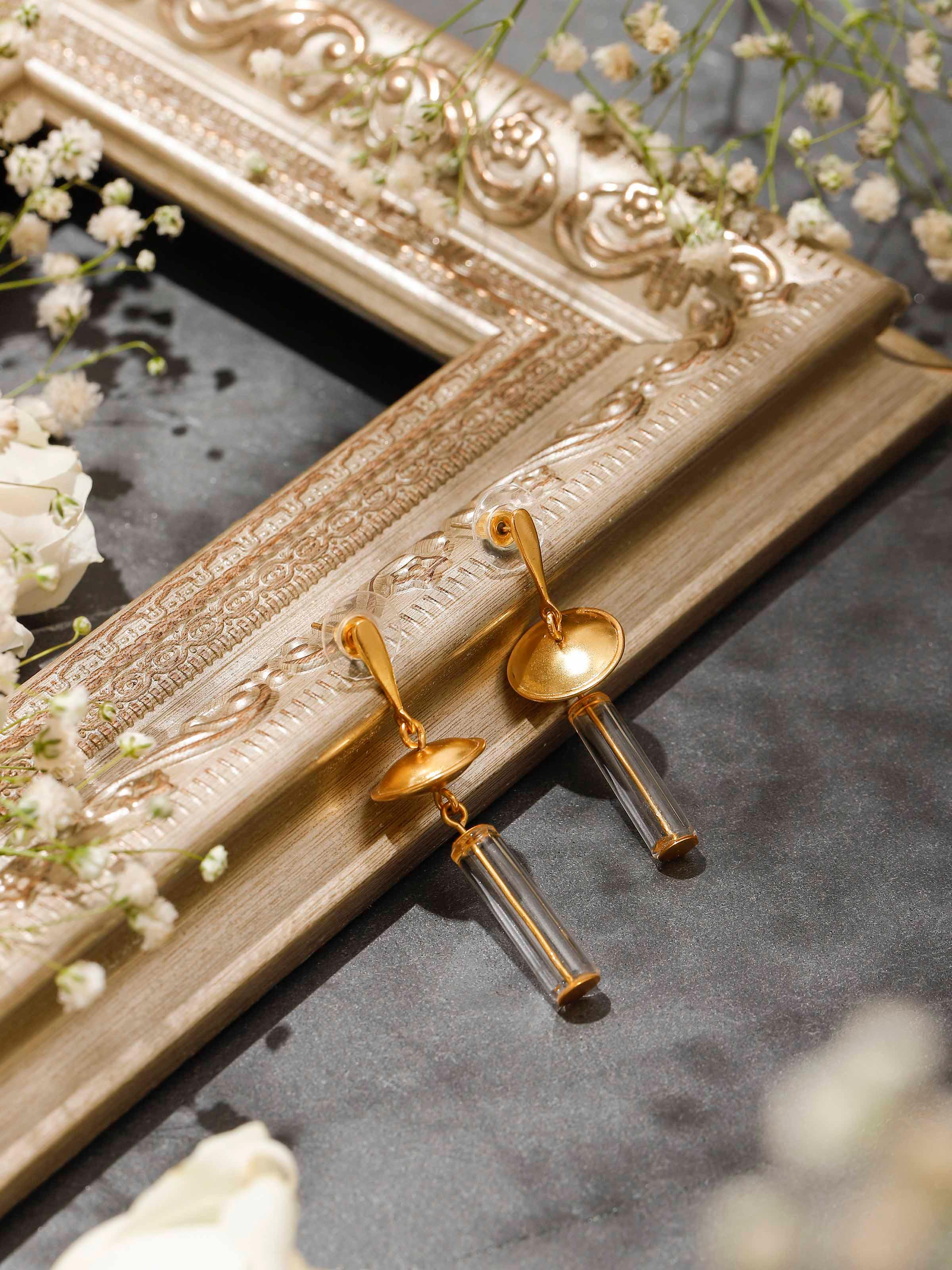 Silver Flame Glass Drop Earrings