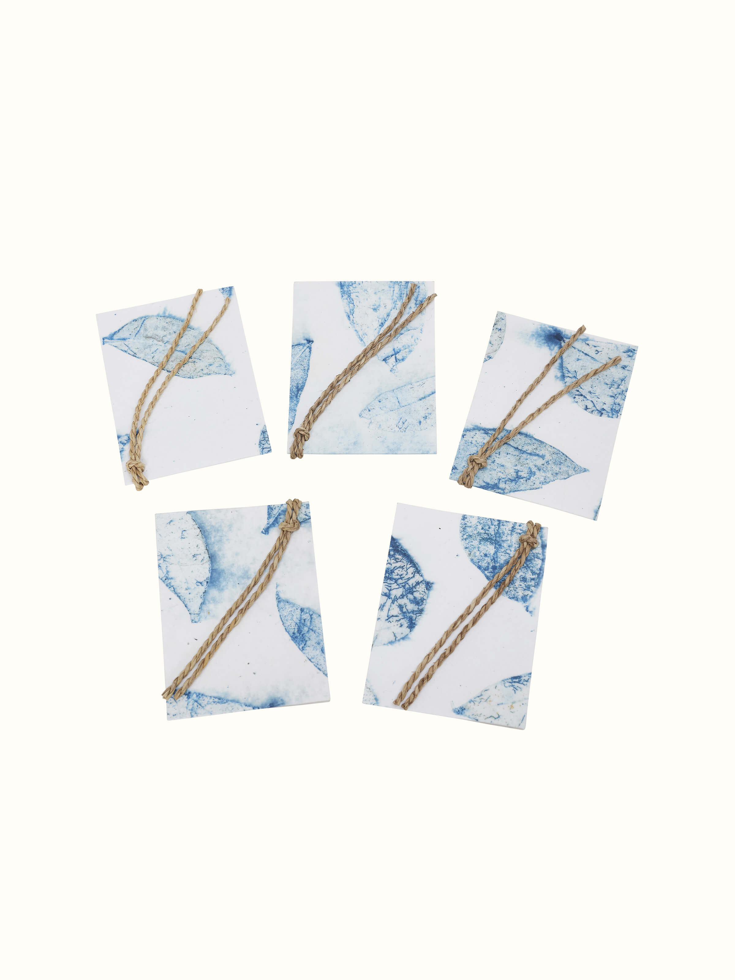 Close-up of Auroville Handmade Paper Gift Tags Blue (5 Pcs) highlighting the artistic detail and blue handmade paper finish