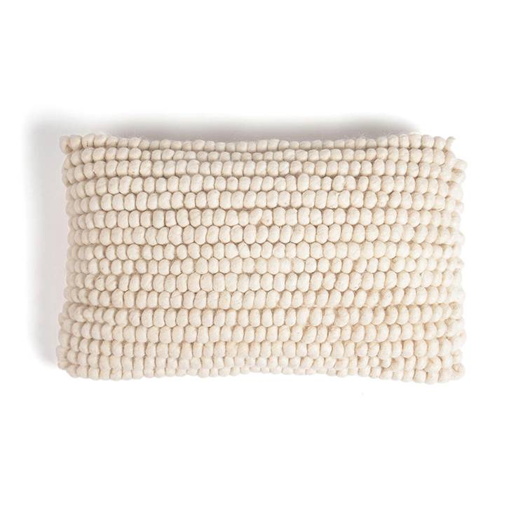 Popcorn Textured Handwoven Woolen Lumbar Cushion Cover
