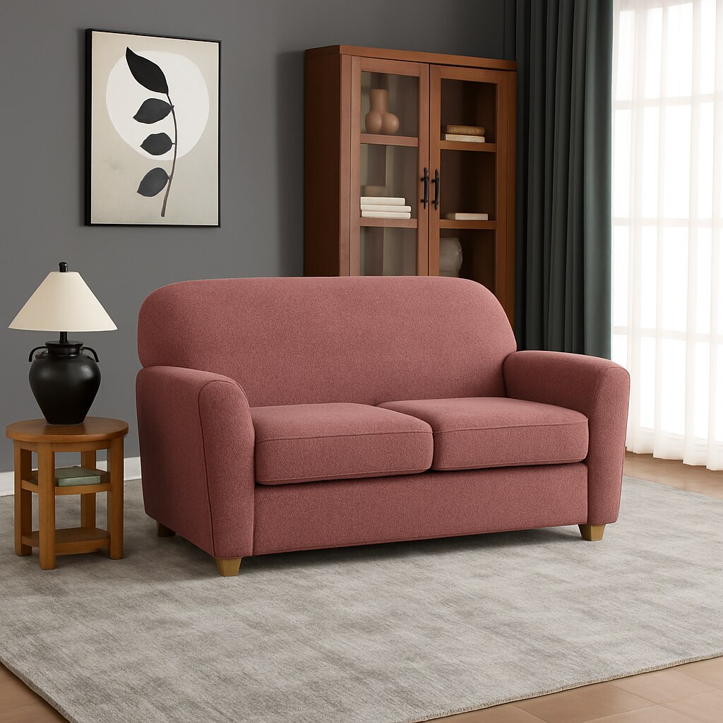 Lamia 2 Seater Sofa In Fabric Pink Color