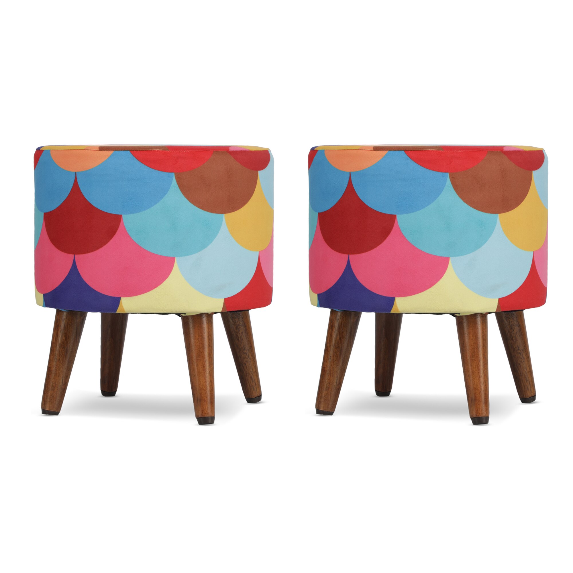 Wyatt Solid Wood  Ottomon in  Multicolor Colour