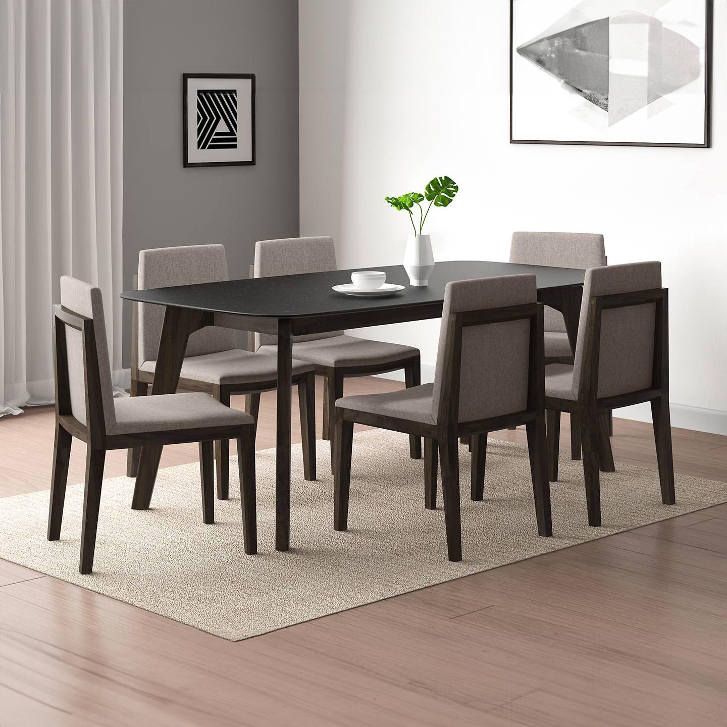 Galaxy 6 Seater Dining Table In American Walnut Finish