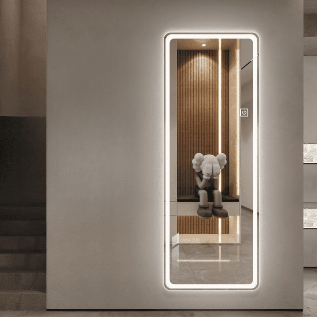 Full-Length Bedroom Dressing Mirror with Lights Adjustable LED Standing Mirror