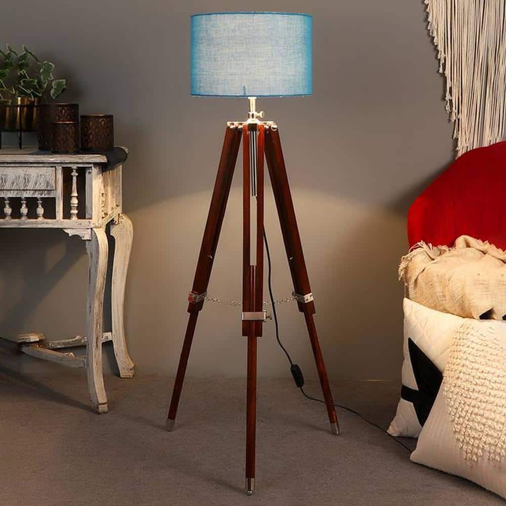 Reynard Black Cotton Shade Floor Lamp