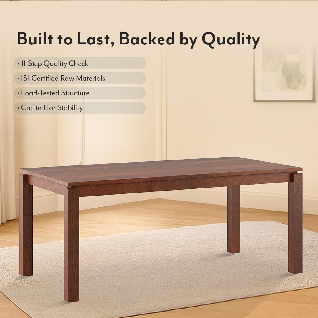 Atlas Solid Wood 6 Seater Dining Table In Honey Finish