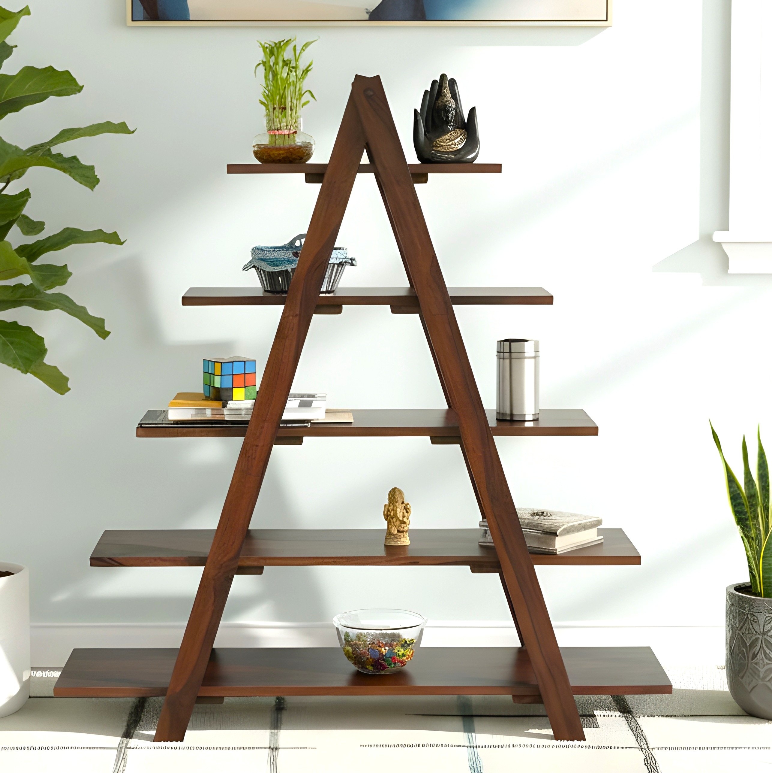 Kassel Sheesham Wood Book Shelf in Walnut Finish
