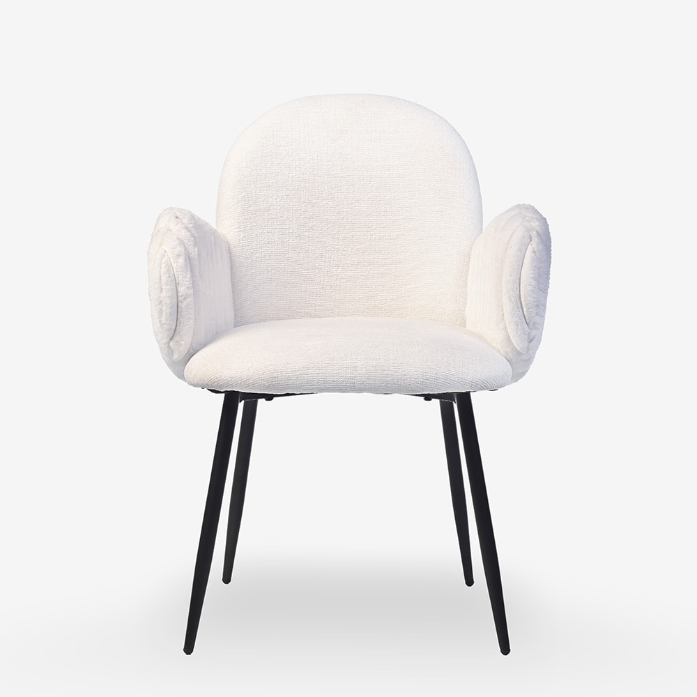 Jewel Fabric Dining Chair in White Colour