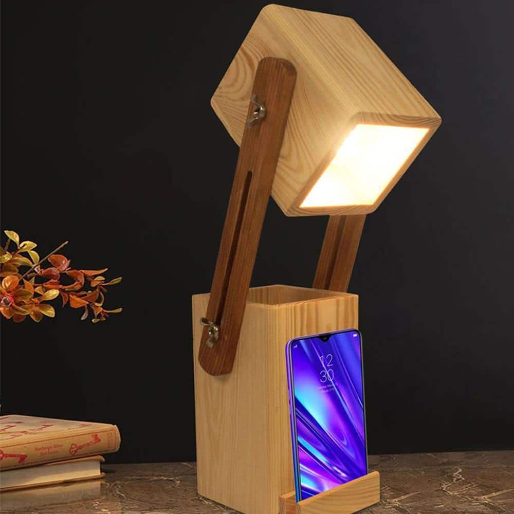 Toby Wooden Table Lamp With Mobile Stand
