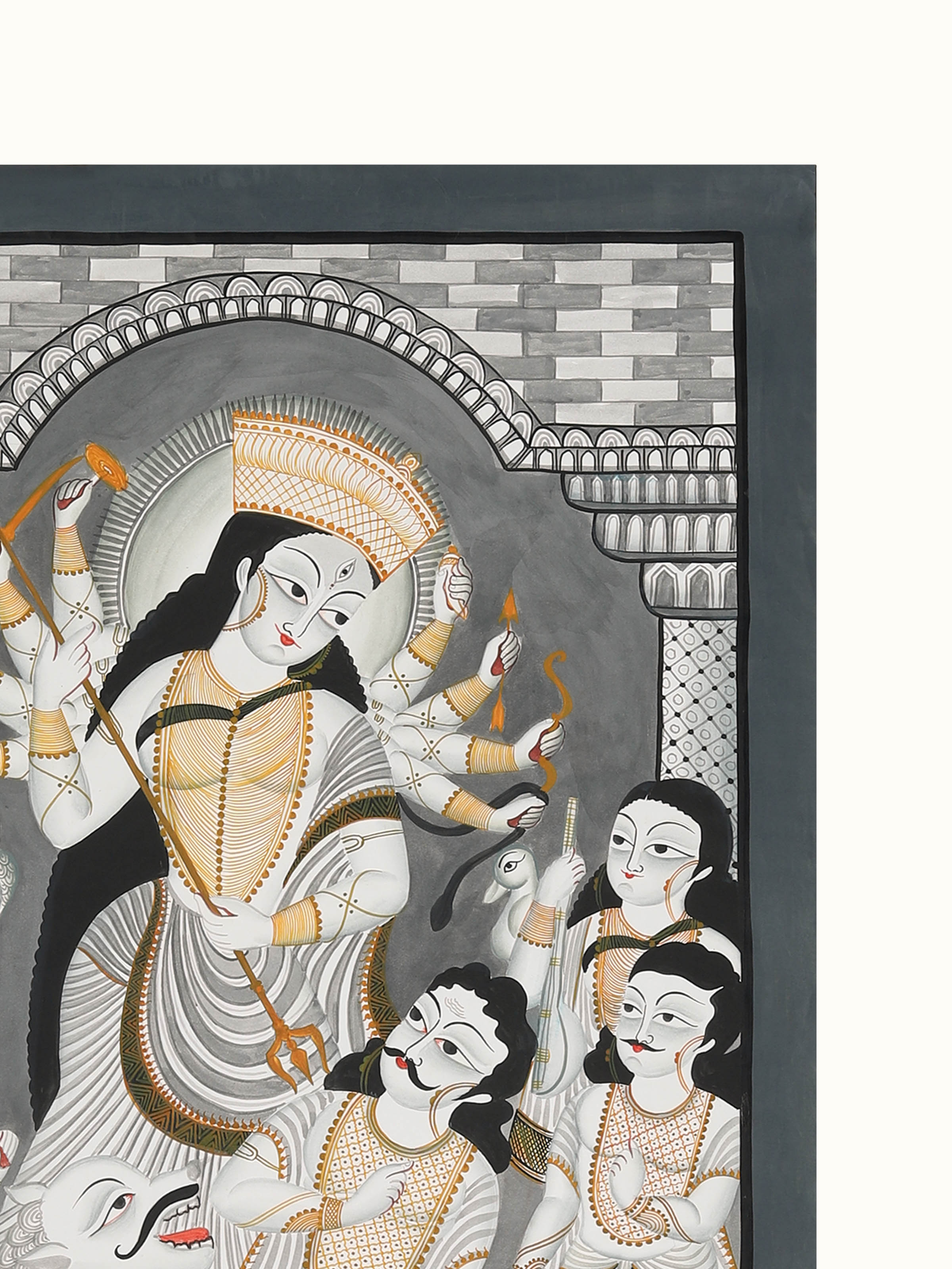 Mahishasur Mardini Kalighat Painting