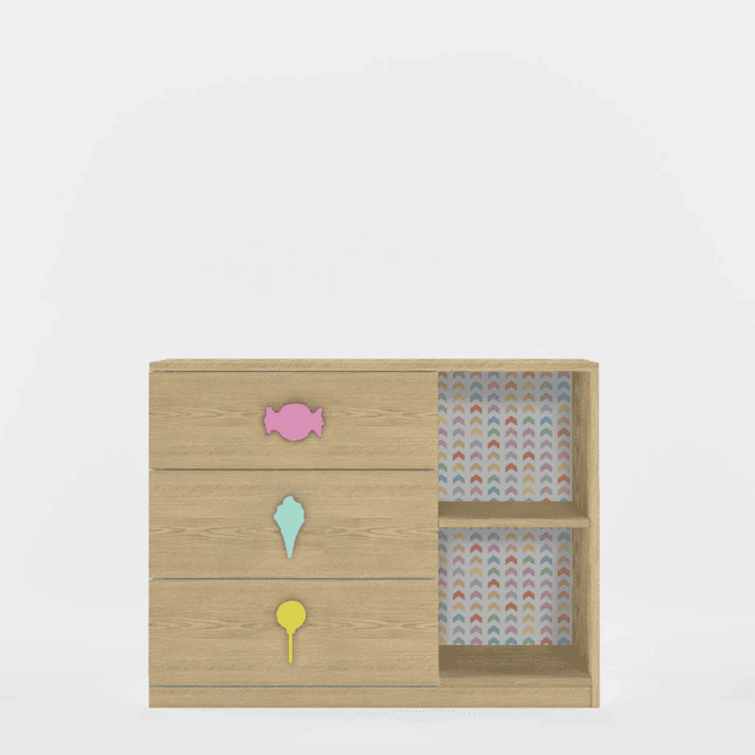 Candyland Chest Of Drawer Cabinet In Oak Colour