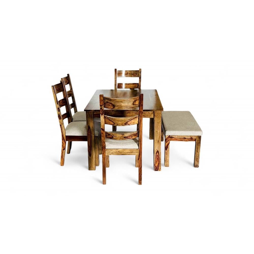 Oakmont Sheesham Wood Accent 6 Seater Dining Set With Teak Finish