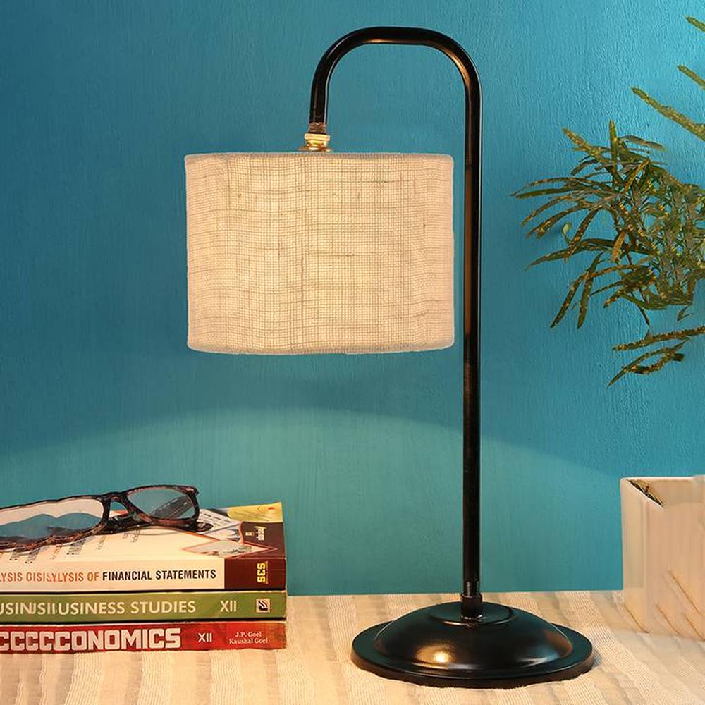 Vanessa White Jute Shade Iron Table Lamp