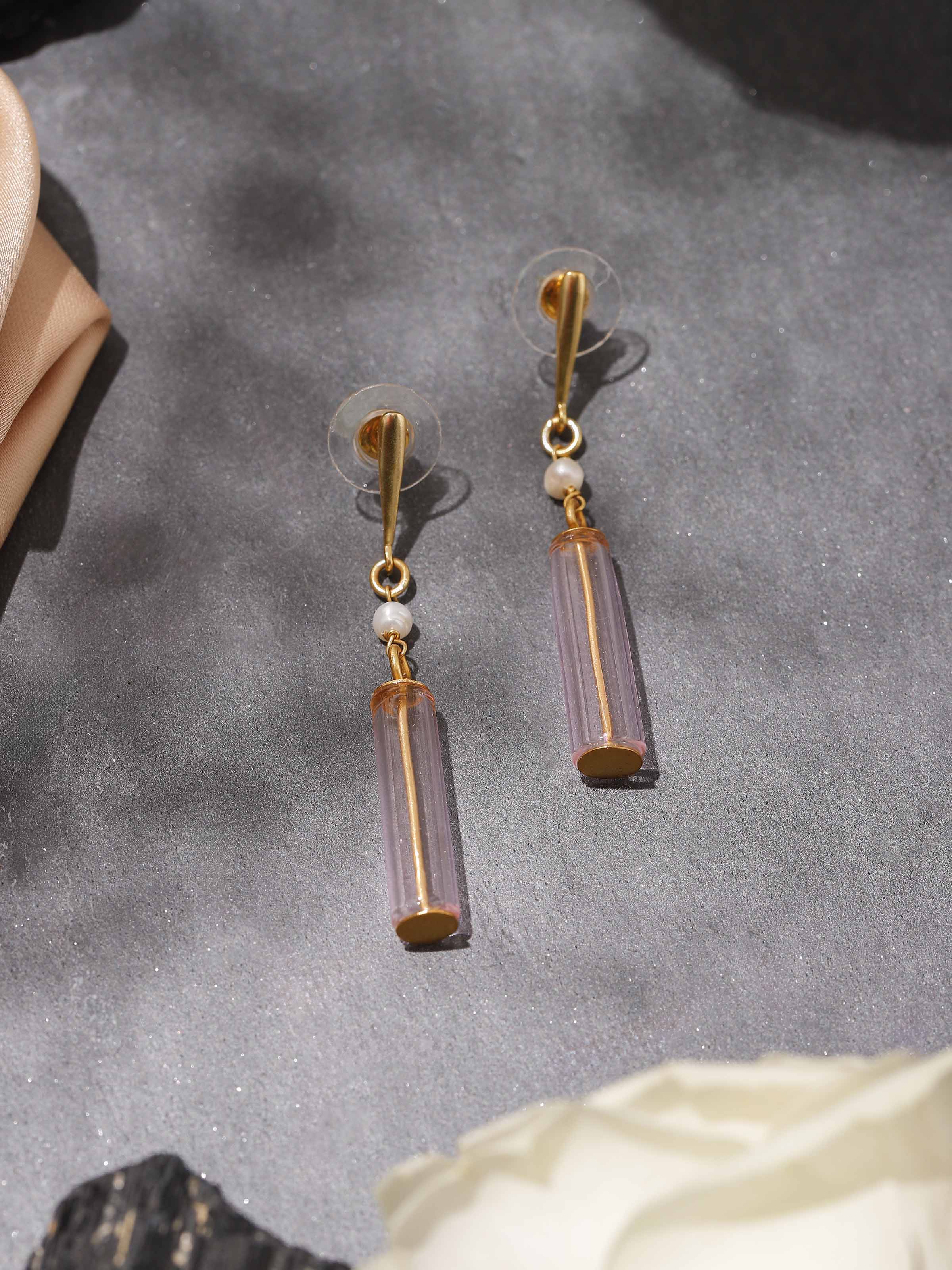 Silver Flame Glass Drop Earrings