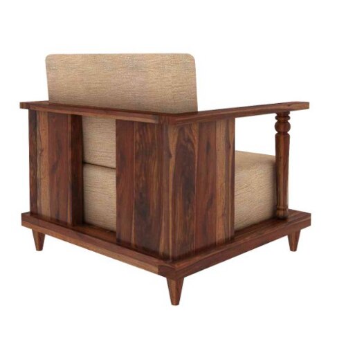 Weston Wooden One Seater Sofa in Grey Colour