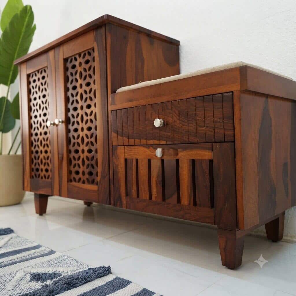 Mercury Solid Wood Shoe Rack in Honey