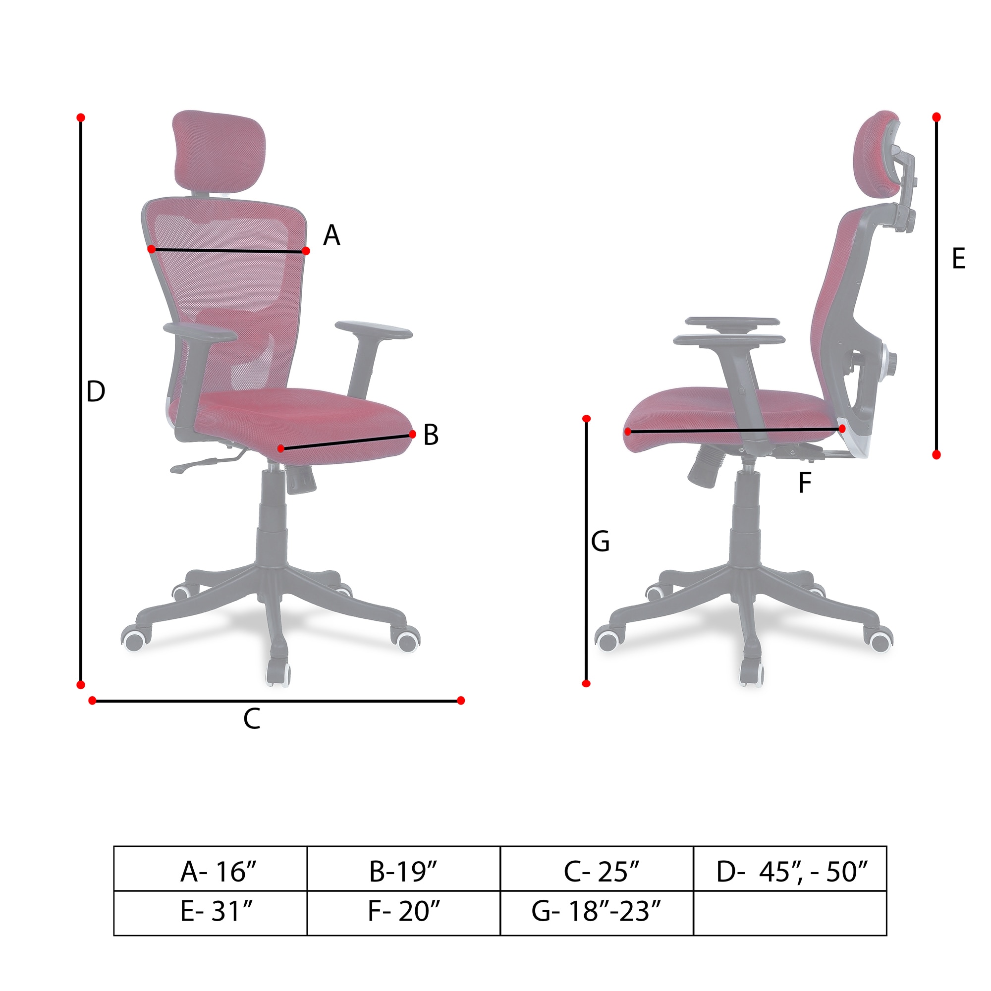 Dreaceo High Back Ergonomic Chair in Maroon Colour