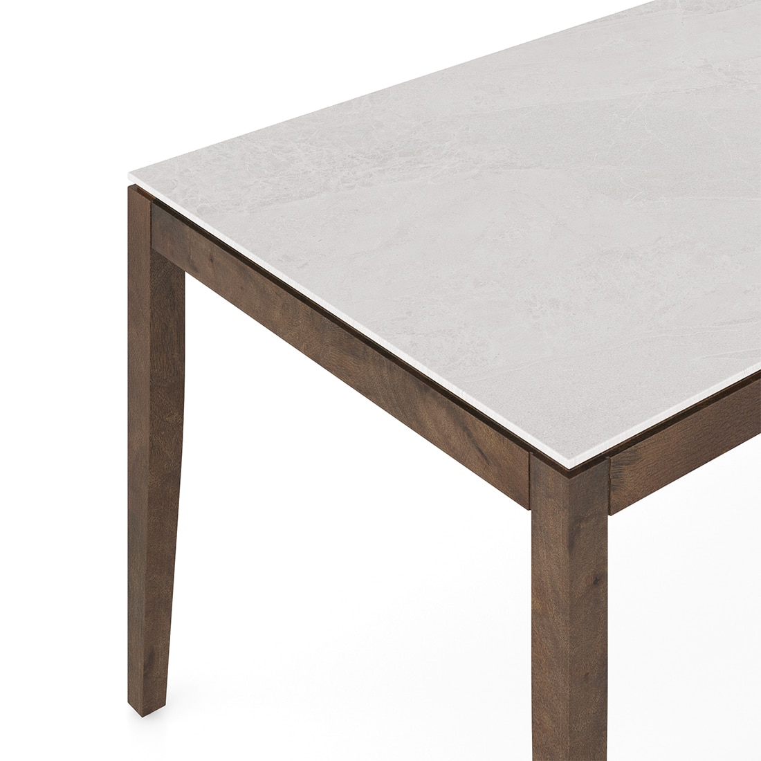 Emry Rectangular Aurora Pearl Ceramic 4 Seater Dining Table In Danish Walnut Finish