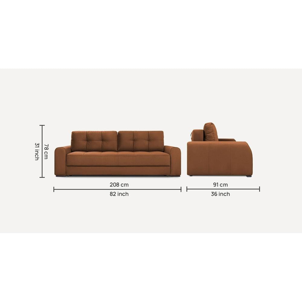 Calliro3 Pull Out Sofa Cum Bedwith storage In Brown Colour