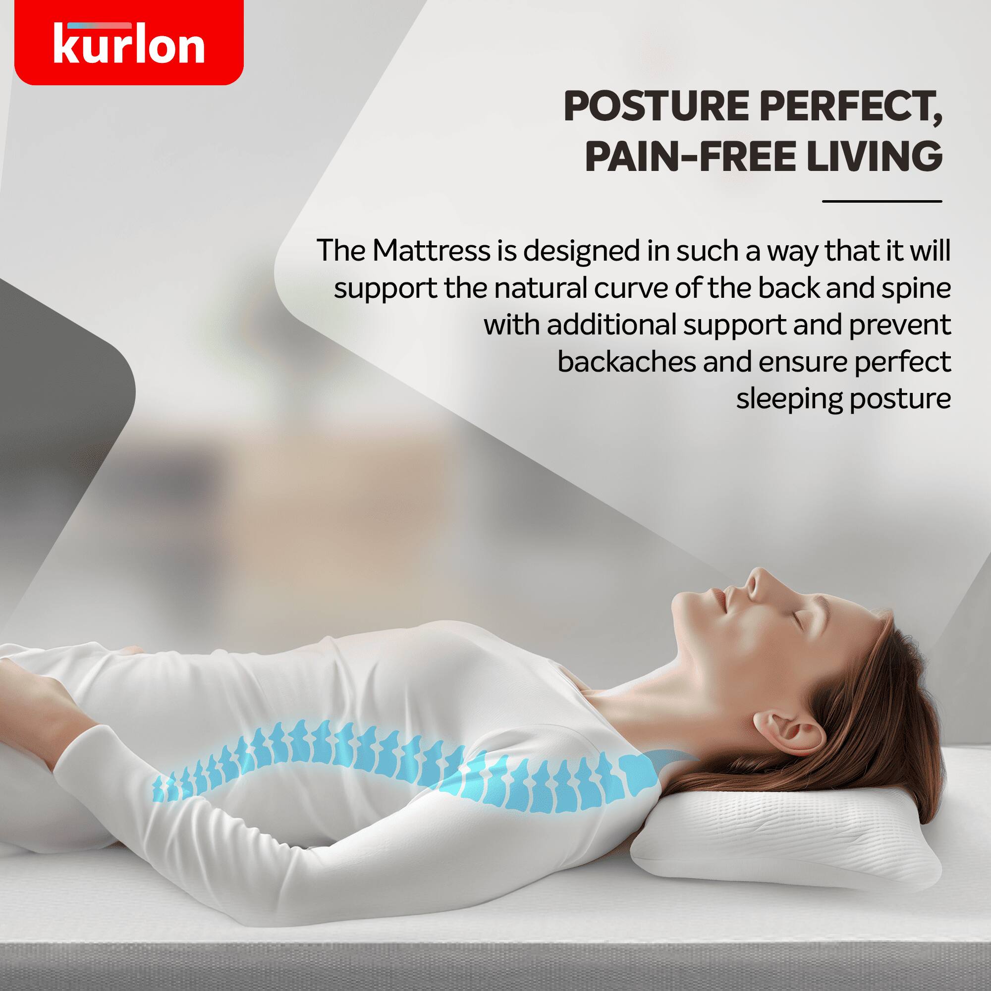 KURLON Ortho, Medium-Firm Support 5 inch Single Memory Foam Mattress (L x W: 78 inch x 36 inch)