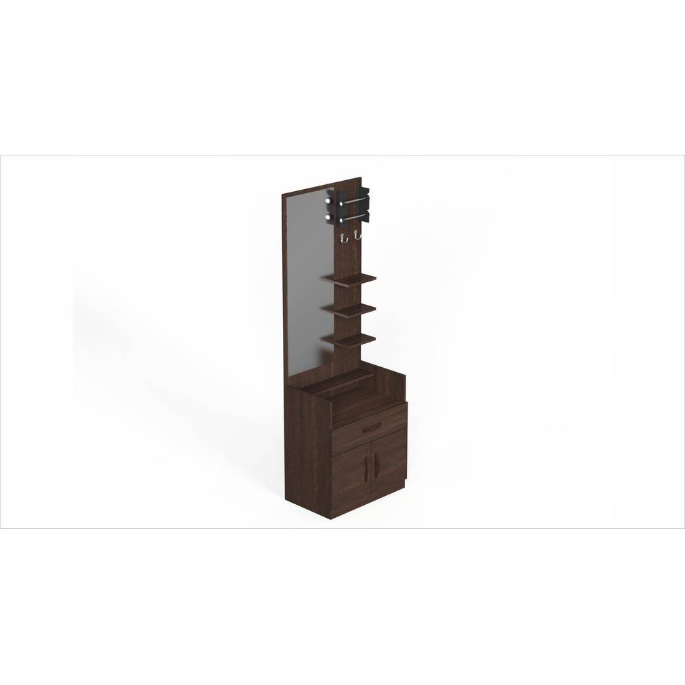 Darci Engineered Wood Dressing Table Mirror with Shelves, Bangle Holder & Hooks (Wenge)