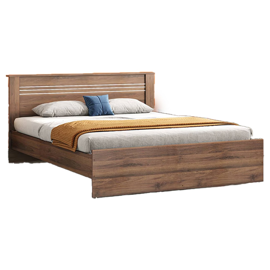 Davis Engineered Wood King Size Non Storage Bed In Classic Walnut Finish