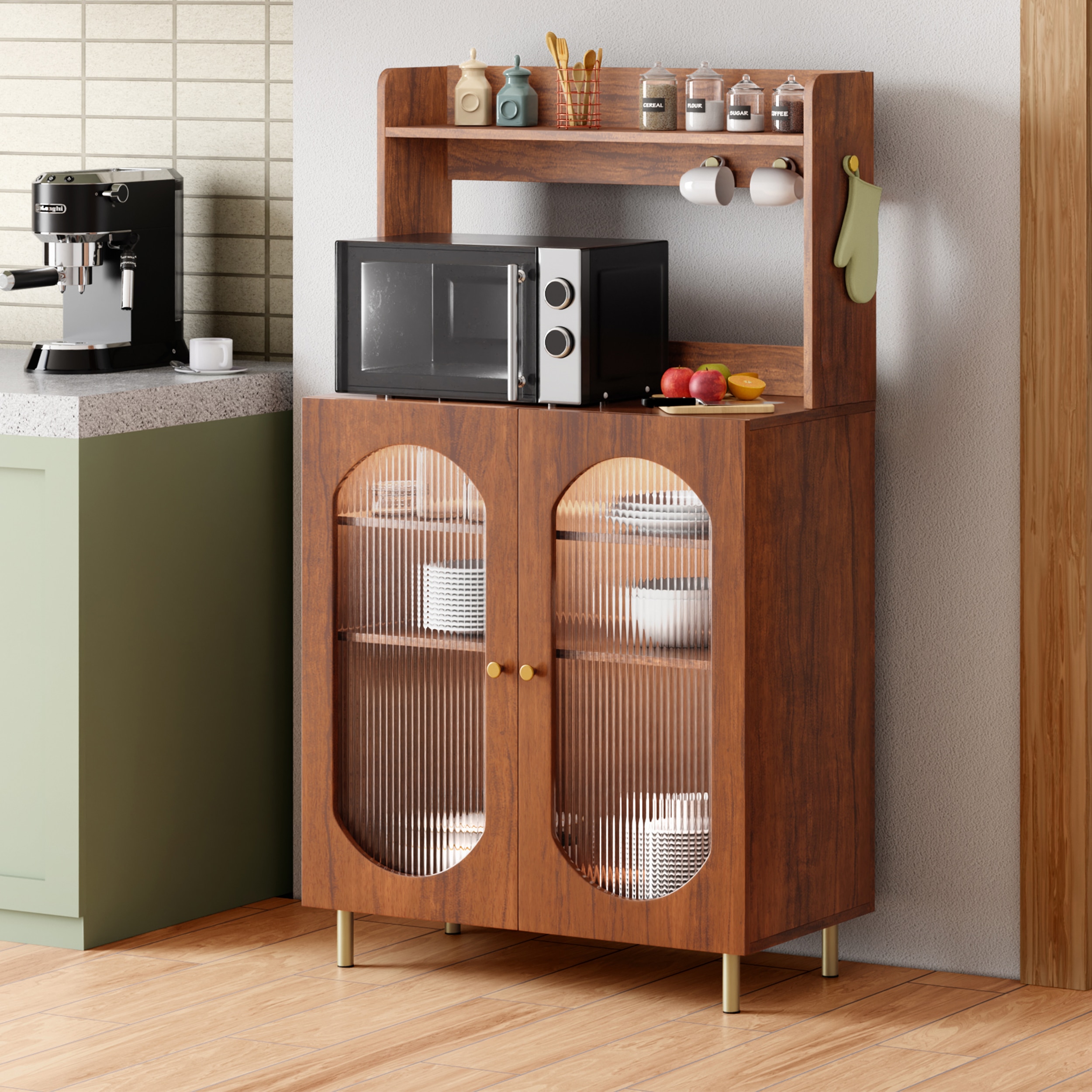 Stellar Multipurpose Storage Cabinet (Medium Size with Upper Shelf, Teak Brown) - Alex Daisy