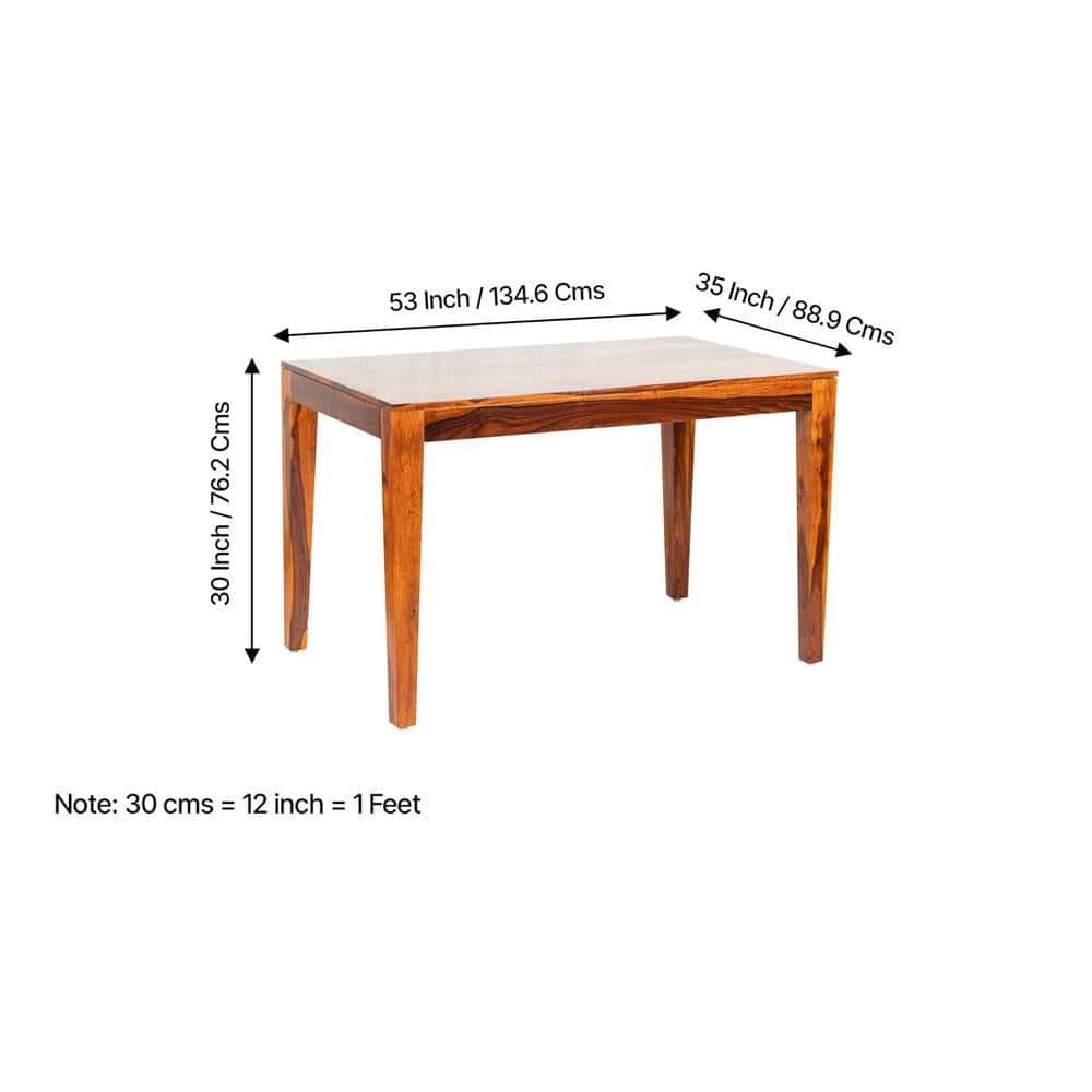 Oakmont Sheesham Wood 4 Seater Dining Table In Pine Finish
