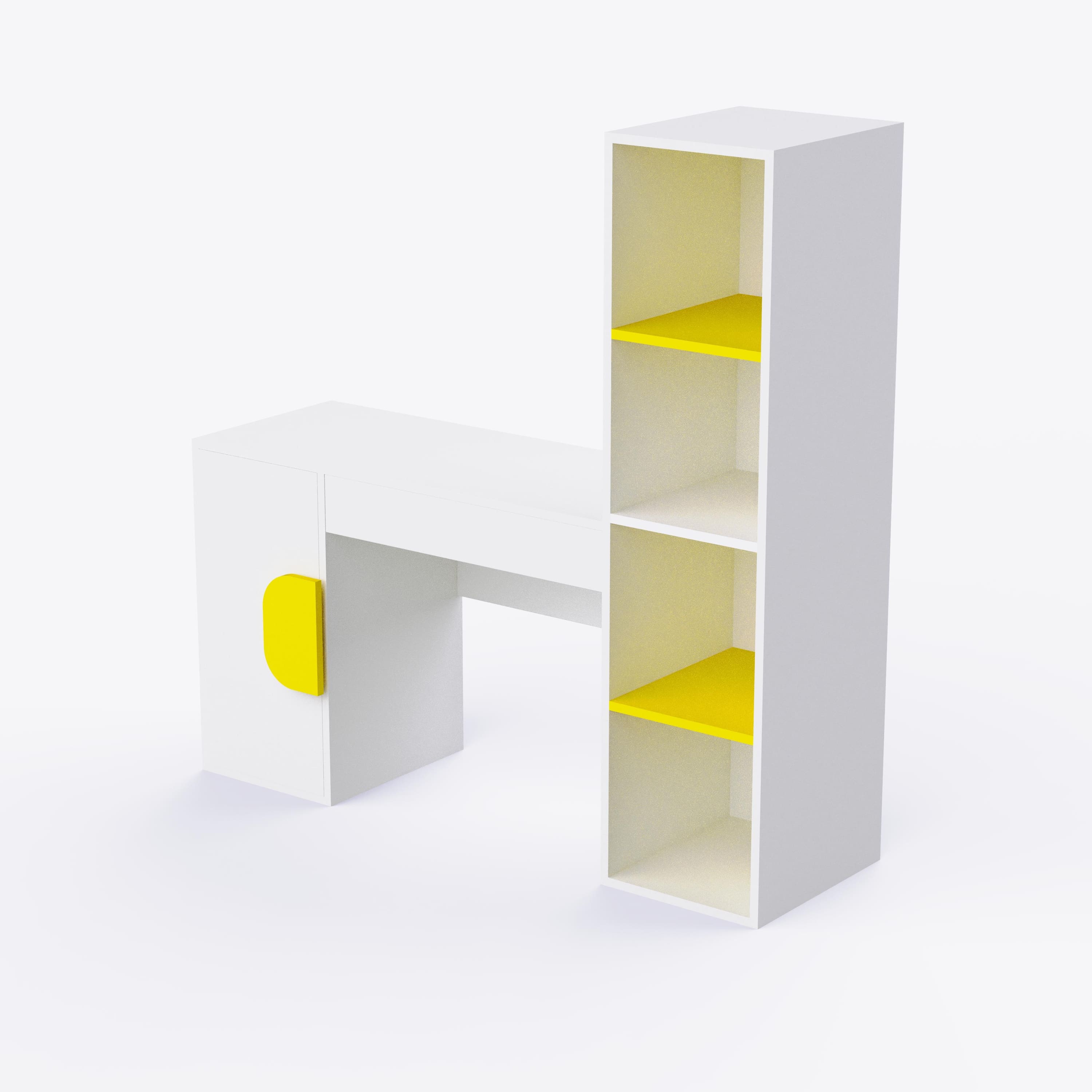 Joy Ride Study Table In Yellow & White Colour