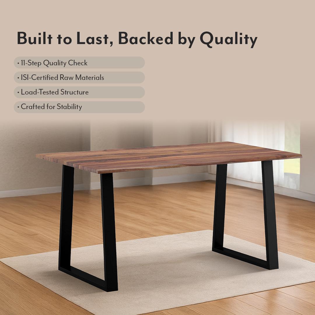 Aquila Live Edge Solid Wood 6 Seater Dining Table In Teak Finish