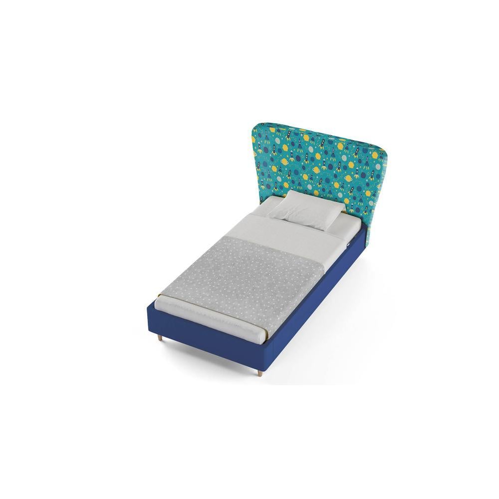 Doodle Engineered Wood Bed in Blue Colour