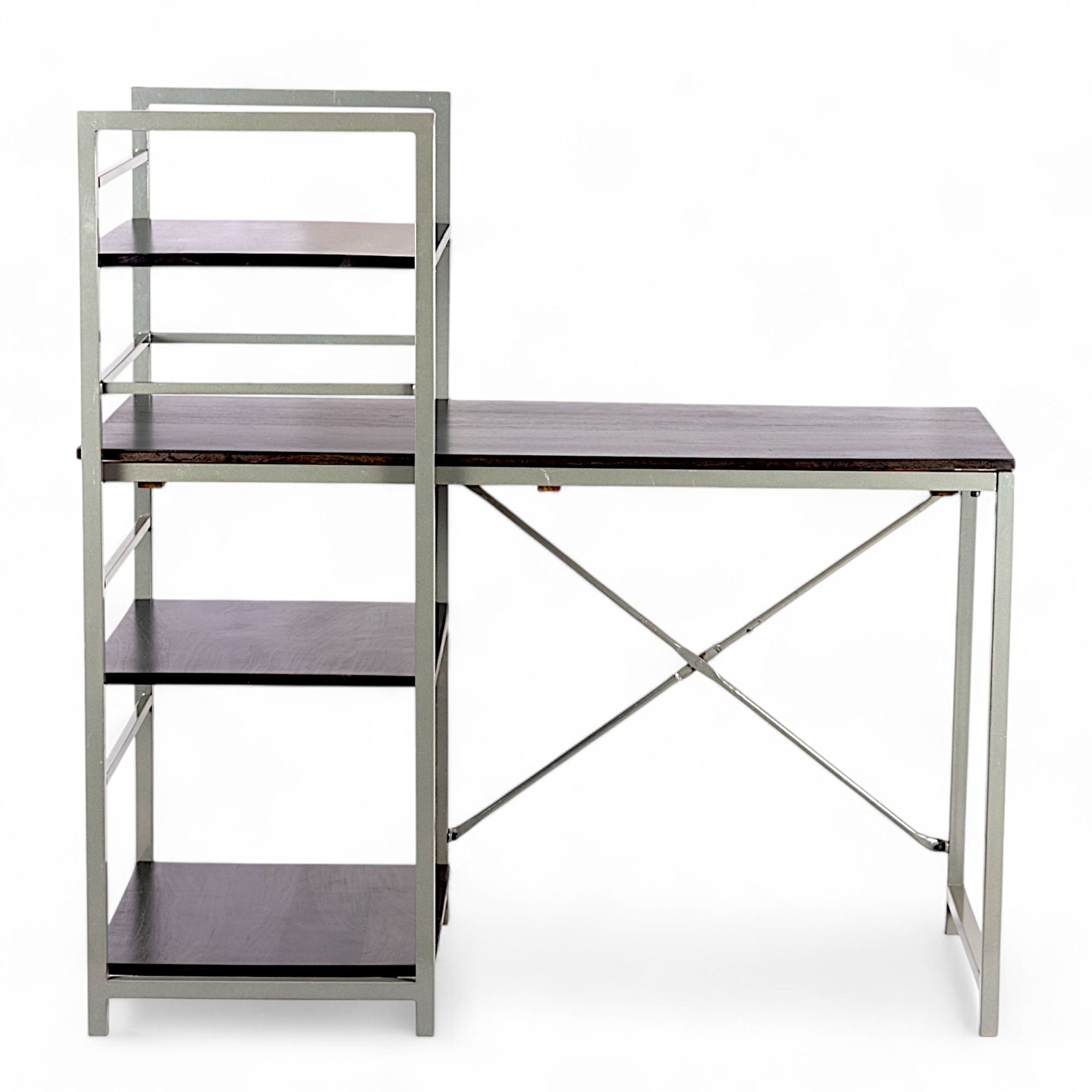 Kerdley Sheesham Wood with Metal Frame Study Computer Table In Dark Mahagony Finish