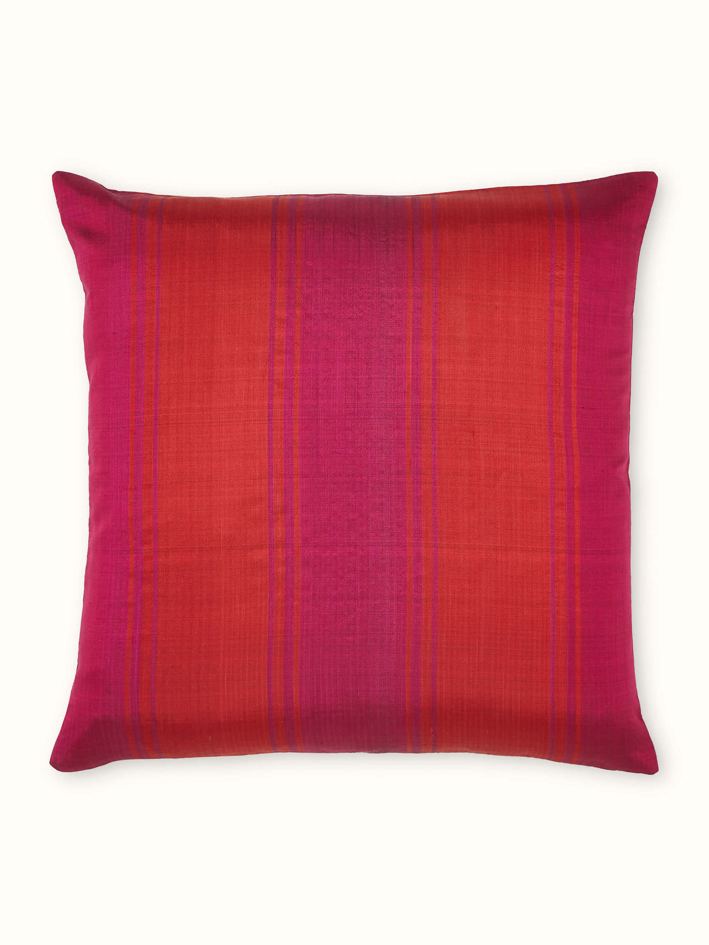 Bhoomi Red Pink Stripe Silk Odisha Ikat Handloom Cushion Cover