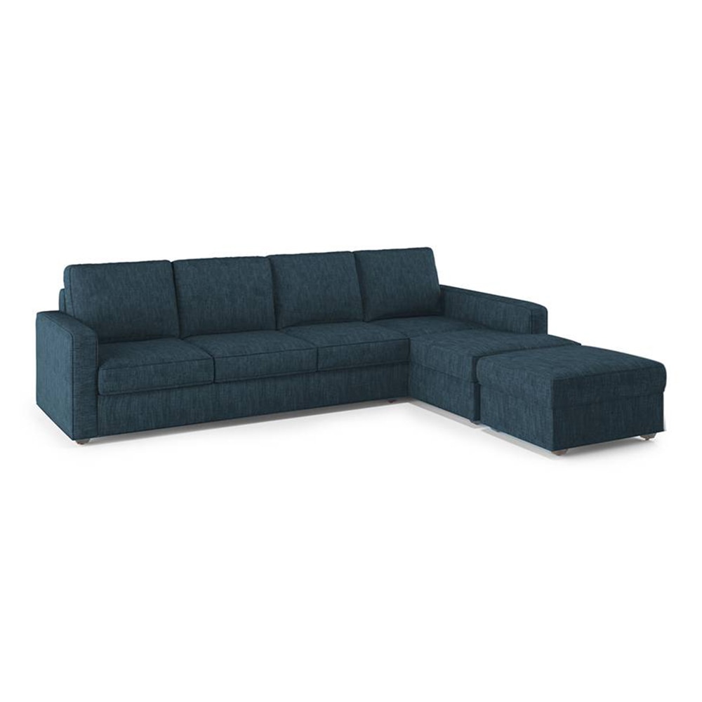 Apollo Sofa (Colour : Indigo Blue, Cushion : Soft, Back Type : Regular, Seating Capacity : Right Aligned 3 Seater + Right Aligned Chaise)