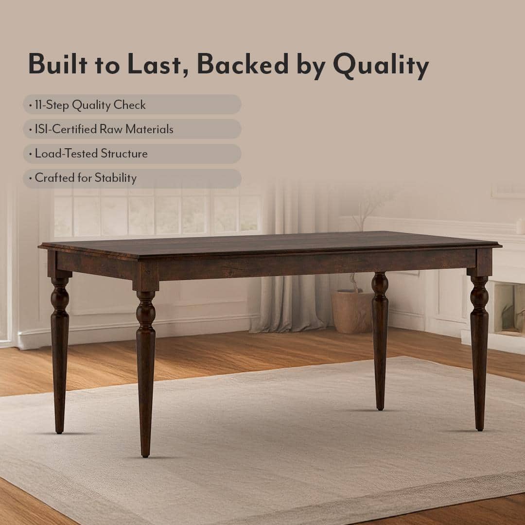 Mirasa 6 Seater Dining Table In Mango Walnut Finish