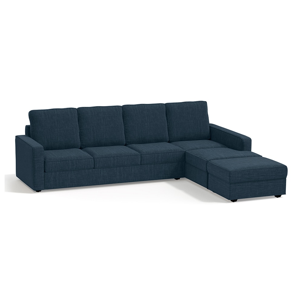 Apollo Compact Sofa (Colour : Indigo Blue, Cushion : Soft, Back Type : High Back, Seating Capacity : Right Aligned 3 Seater + Right Aligned Chaise + Ottoman)