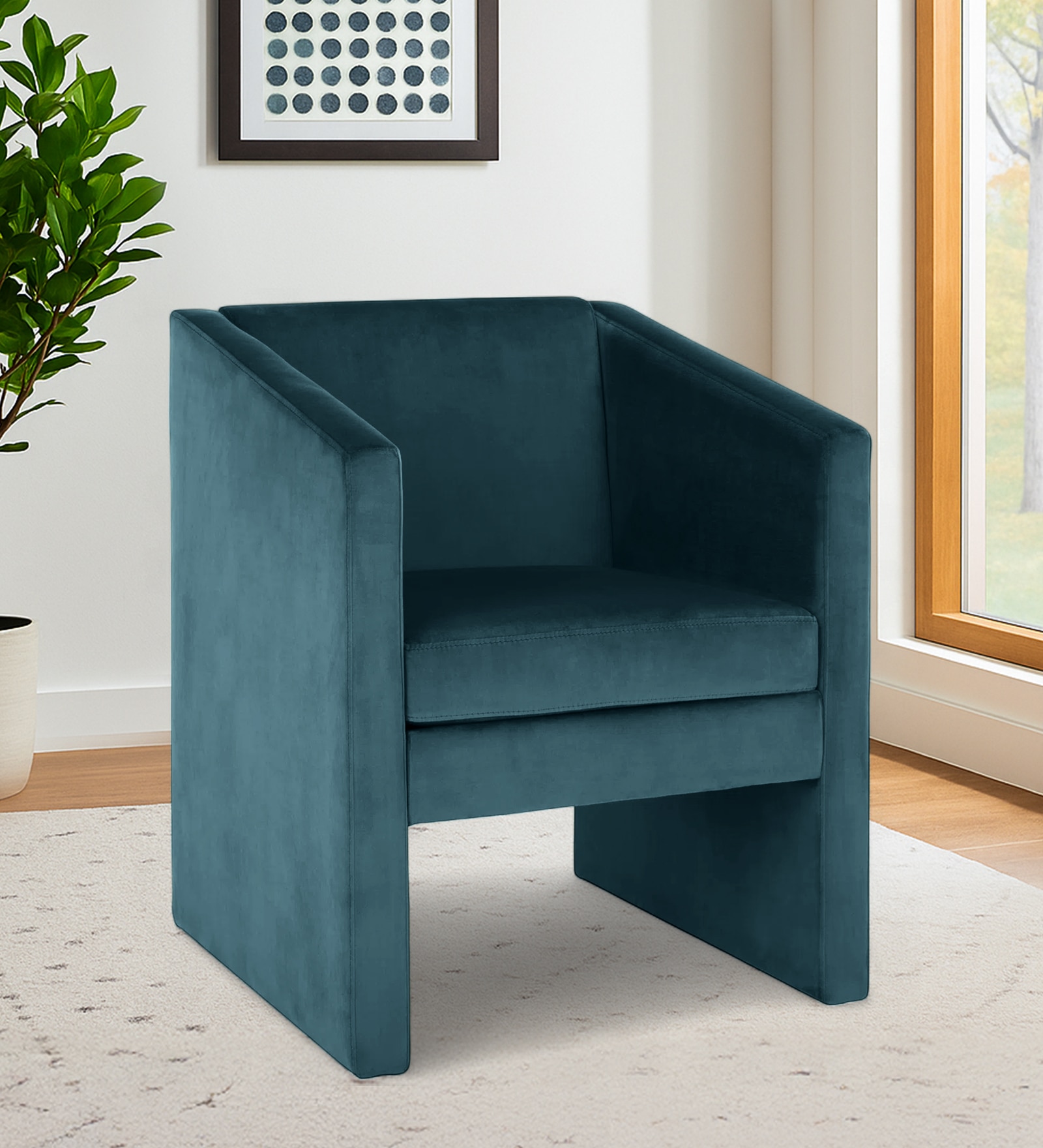 Shuntina Fabric Accent Chair in Teal Blue Colour - Home Lifestylez