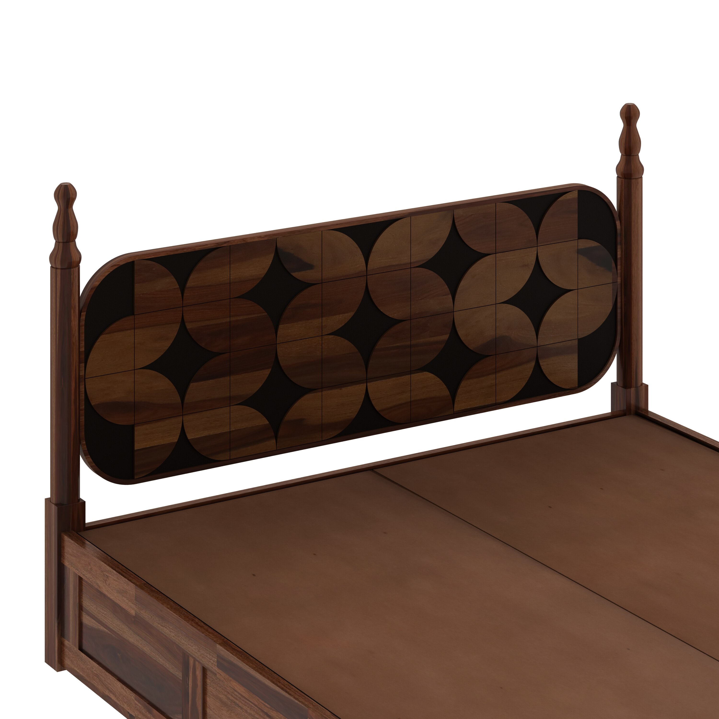 Rustic Sheesham Wood King Size Bed With Hydraulic Storage In Provincial Teak Finish