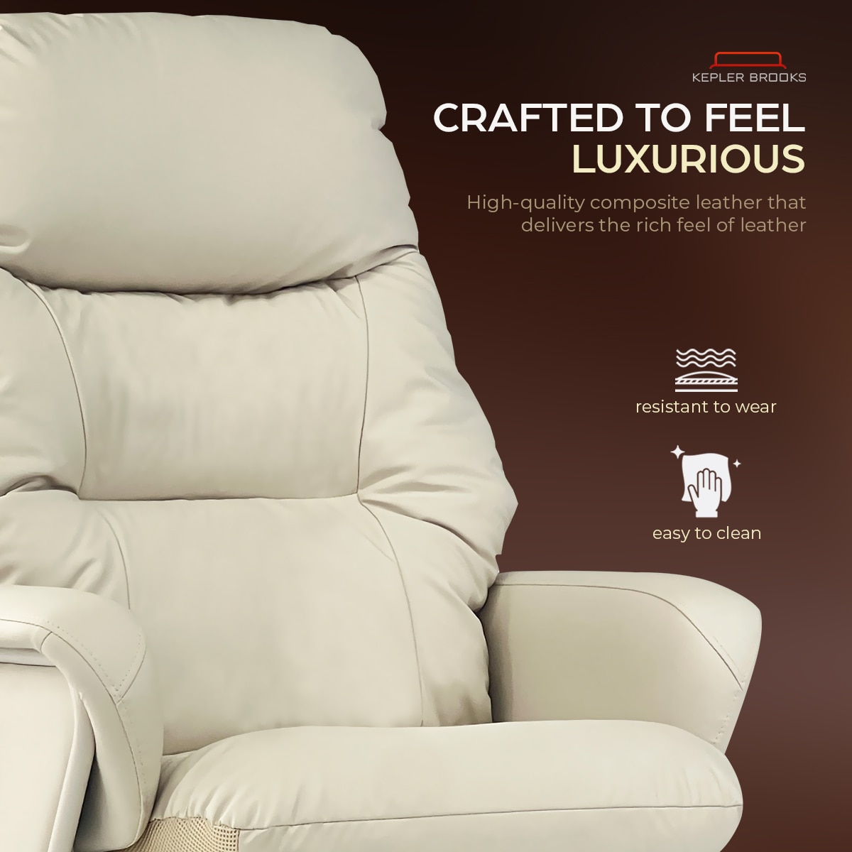 Kepler Brooks Divine Premium Composite Leather Chair in White Colour - Kepler Brooks