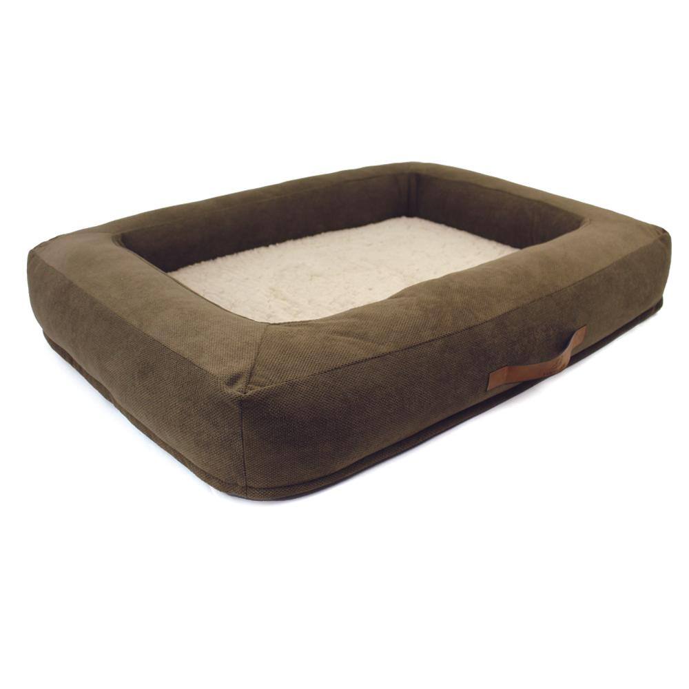 Bolster Bed Polyester Pets Bed in Brown Colour