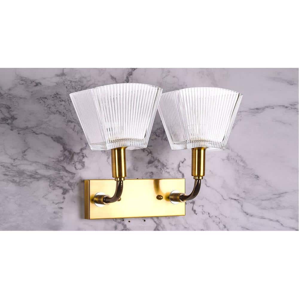 Carbon Loft Brass Luxur Cut Glass Double Shade Wall Light